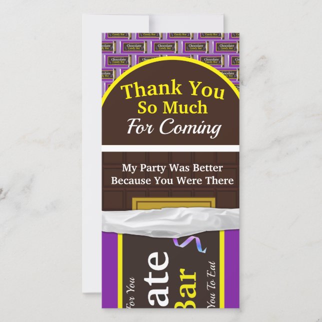 Personalized Chocolate Candy Bar Thank You Card (Front)