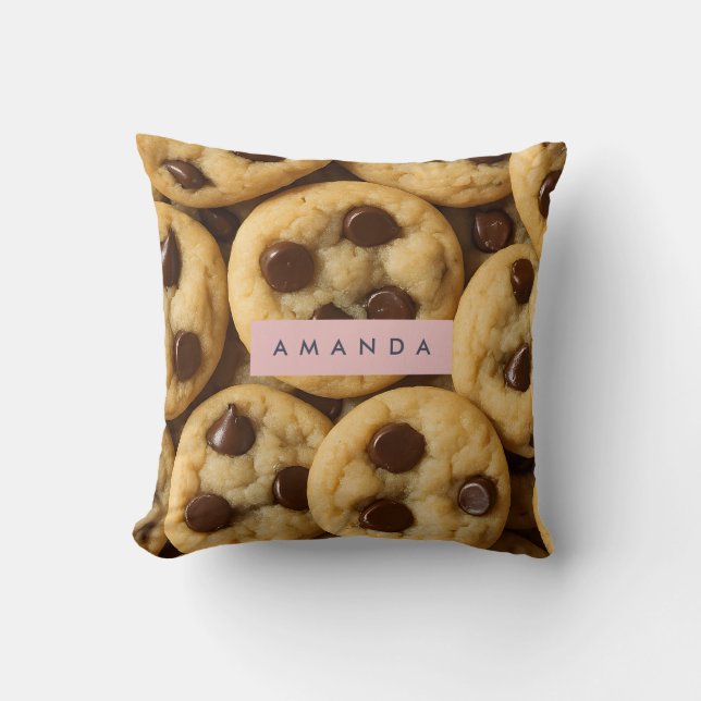 Personalized Chocolate Chip Cookie Throw Pillow (Front)