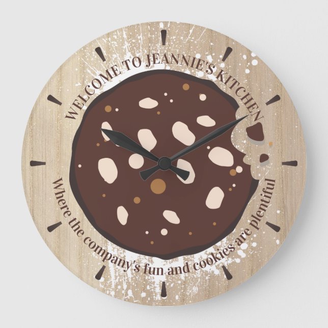 Personalized chocolate cookie bakery kitchen clock (Front)