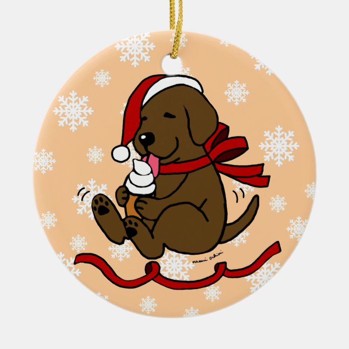 Personalized Chocolate Lab Cartoon Christmas Christmas Tree Ornament