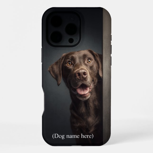 Personalized Chocolate Lab Portrait iPhone Case (Back)