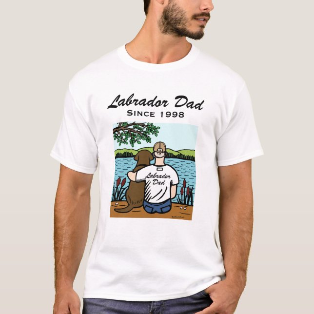 Personalized Chocolate Labrador and Dad T-Shirt (Front)
