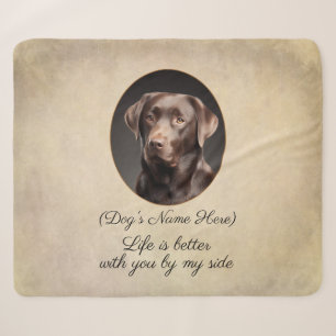 Personalized Chocolate Labrador by My Side Sherpa Blanket