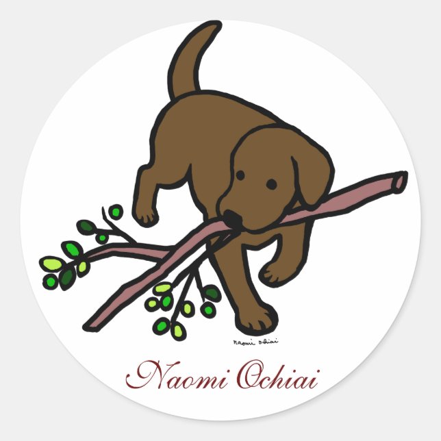 Personalized Chocolate Labrador Cartoon Stickers (Front)