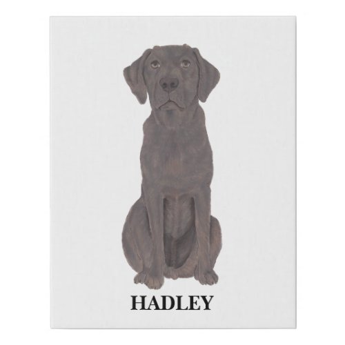 Personalized Chocolate Labrador Faux Canvas Print