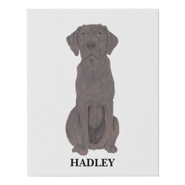 Personalized Chocolate Labrador Faux Canvas Print (Front)