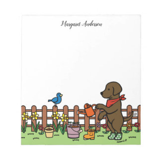 Personalized Chocolate Labrador Gardener Notepad