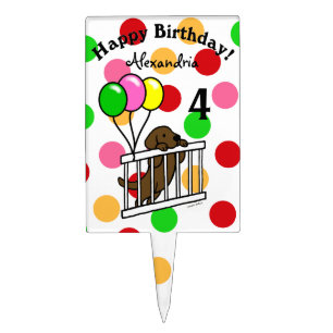 Personalized Chocolate Labrador Puppy Birthday Cake Topper