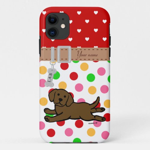 Personalized Chocolate Labrador Puppy Cartoon iPhone 11 Case