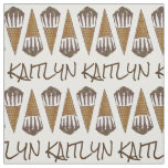 Personalized Chocolate Peanut Ice Cream Cone Fabric