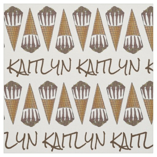 Personalized Chocolate Peanut Ice Cream Cone Fabric