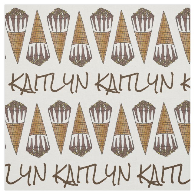 Personalized Chocolate Peanut Ice Cream Cone Fabric (Swatch)