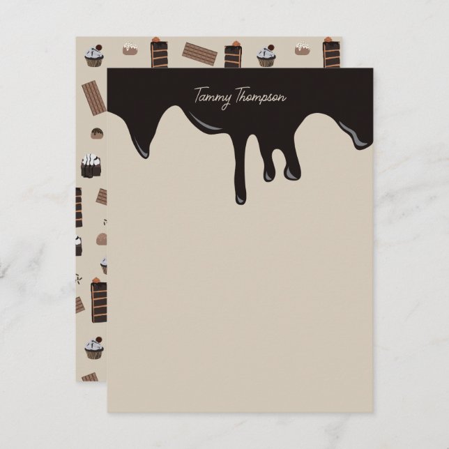 Personalized Chocolate Theme Pattern  Note Card (Front/Back)