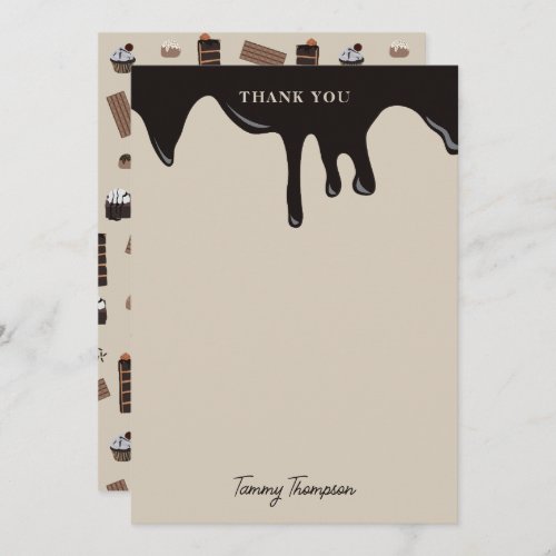 Personalized Chocolate Theme Pattern  Thank You Card