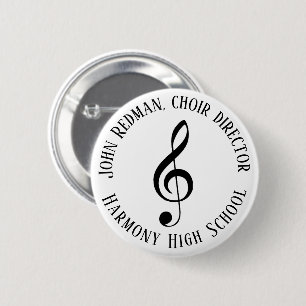 Personalized Choir Director Treble Clef Music Button