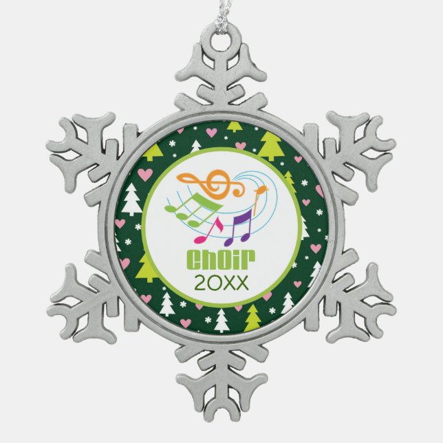 Personalized Choir Music Christmas Gift Snowflake Pewter Christmas Ornament (Front)