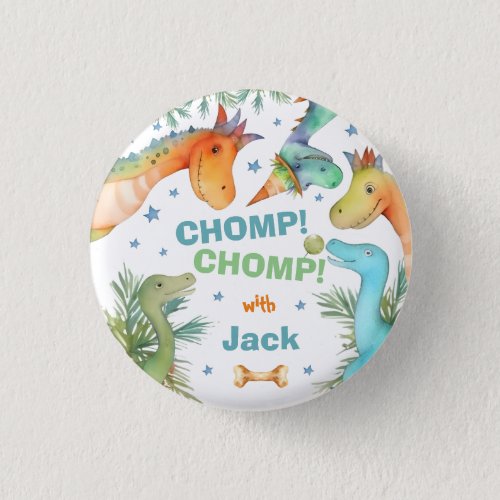 Personalized CHOMP CHOMP Dinosaur Badge Button