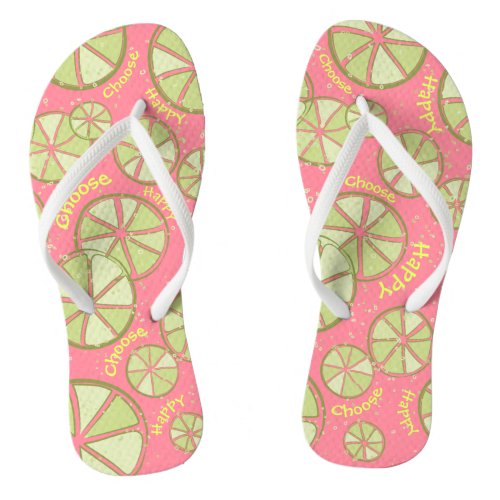 Personalized Choose Happy Pink Lemonade Punch Flip Flops