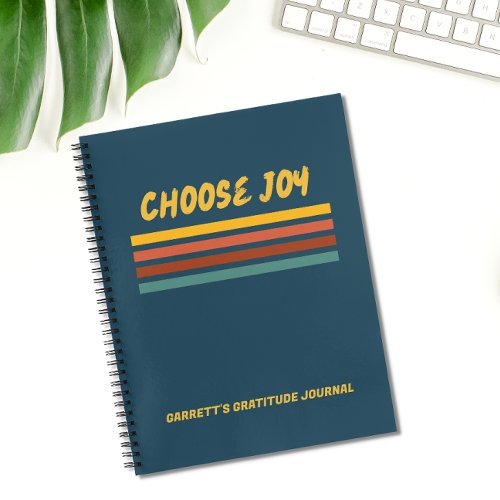Personalized Choose Joy Retro Christian Faith Notebook