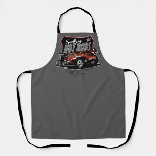 Personalized Chopped Red Hot Rod Coupe Speed Shop Apron