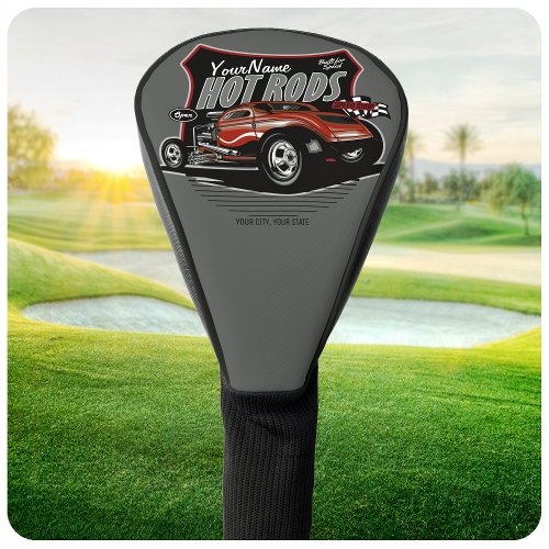 Personalized Chopped Red Hot Rod Coupe Speed Shop  Golf Head Cover