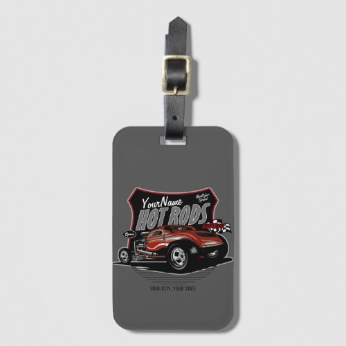 Personalized Chopped Red Hot Rod Coupe Speed Shop  Luggage Tag