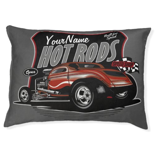 Personalized Chopped Red Hot Rod Coupe Speed Shop  Pet Bed