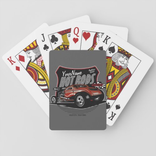 Personalized Chopped Red Hot Rod Coupe Speed Shop  Playing Cards