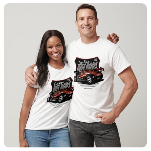 Personalized Chopped Red Hot Rod Coupe Speed Shop  T_Shirt