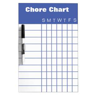 Personalized Chore Chart List Stripes Weekly White Dry-Erase Board