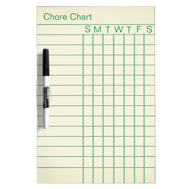 Personalized Chore Chart List Stripes Weekly White Dry Erase Board (Front)