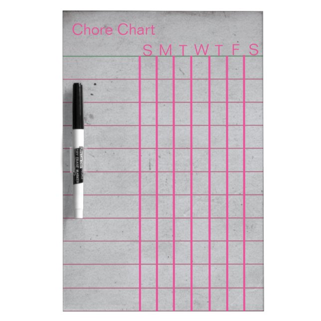 Personalized Chore Chart List Stripes Weekly White Dry Erase Board (Front)