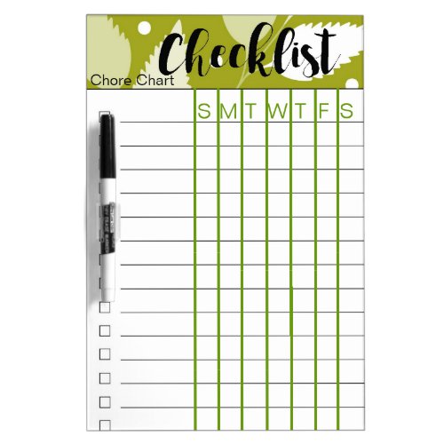 Personalized Chore Chart List Stripes Weekly White Dry Erase Board