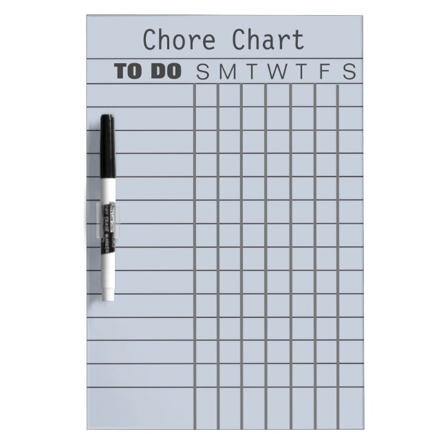 Personalized Chore Chart List Stripes Weekly White Dry Erase Board (Front)
