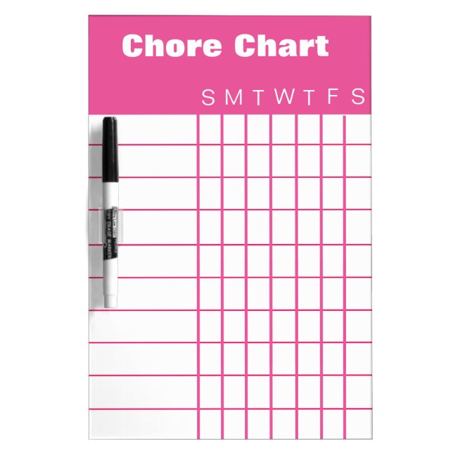 Personalized Chore Chart List Stripes Weekly White Dry-Erase Board (Front)