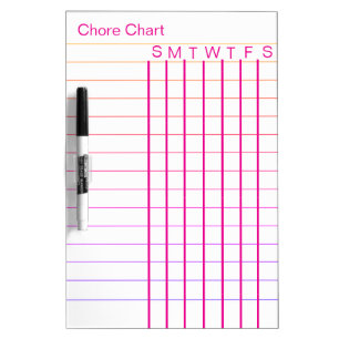 Personalized Chore Chart List Stripes Weekly White Dry Erase Board