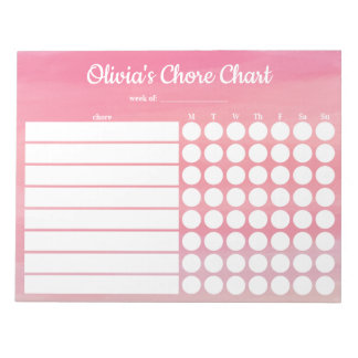 Personalized Chore Chart Notepad