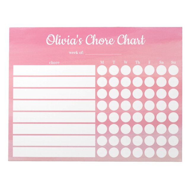 Personalized Chore Chart Notepad (Front)