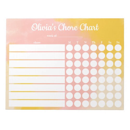 Personalized Chore Chart Notepad