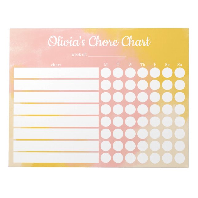 Personalized Chore Chart Notepad (Front)