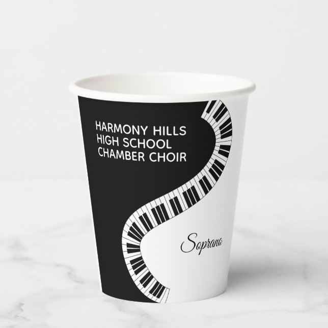Personalized Chorus Name Piano Music Singer Paper Cups (Front)