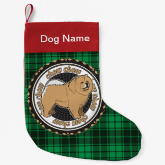 Personalized Chow Chow Dog Breed Green Plaid Small Christmas Stocking