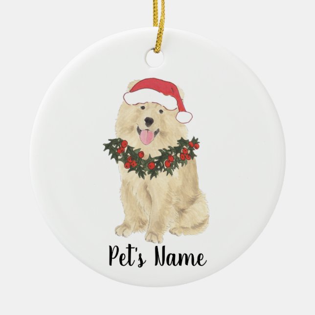 Personalized Chow Chow Dog Christmas Ceramic Ornament (Front)