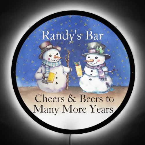 Personalized Chrismas snowman  Beers Cheers LED Sign