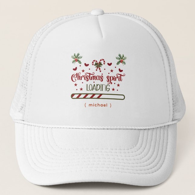 Personalized Chrismas Spirit Loading Trucker Hat (Front)