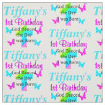 PERSONALIZED CHRISTIAN 1ST BIRTHDAY FABRIC