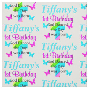 PERSONALIZED CHRISTIAN 1ST BIRTHDAY FABRIC