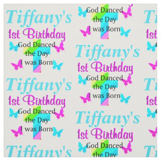 PERSONALIZED CHRISTIAN 1ST BIRTHDAY FABRIC