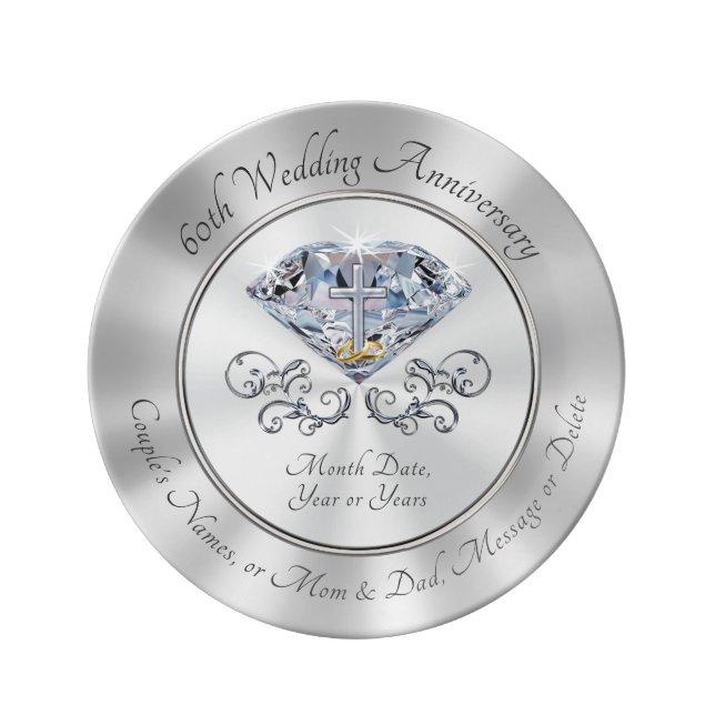Personalized Christian 60th Anniversary Gifts Dinner Plate (Front)