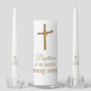 Personalized Christian Baptismal, First Communion Unity Candle Set